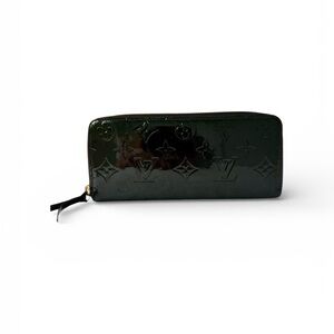 Authentic Louis Vuitton Clemence wallet black classic monogram vernis